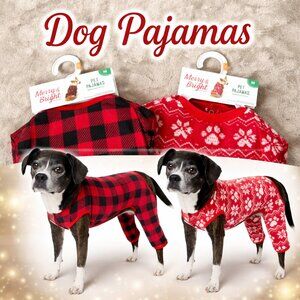 Set of 2 *NWT* Merry & Bright Dog Pajamas – Size M – Buffalo Check & Fair Isle